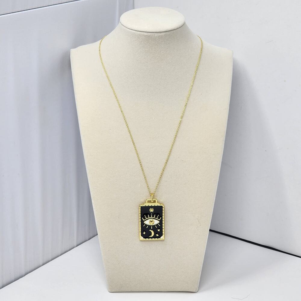 Live By The Moon Evil Eye Tarot Card Necklace - Picture 6 of 9